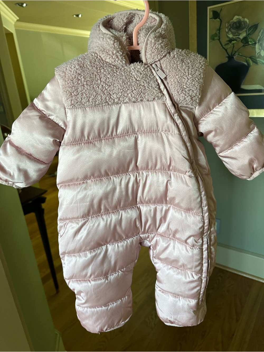 Baby Pink Puffer Snowsuit